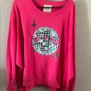 Fantastic Fawn Pink Disco Ball Sweatshirt